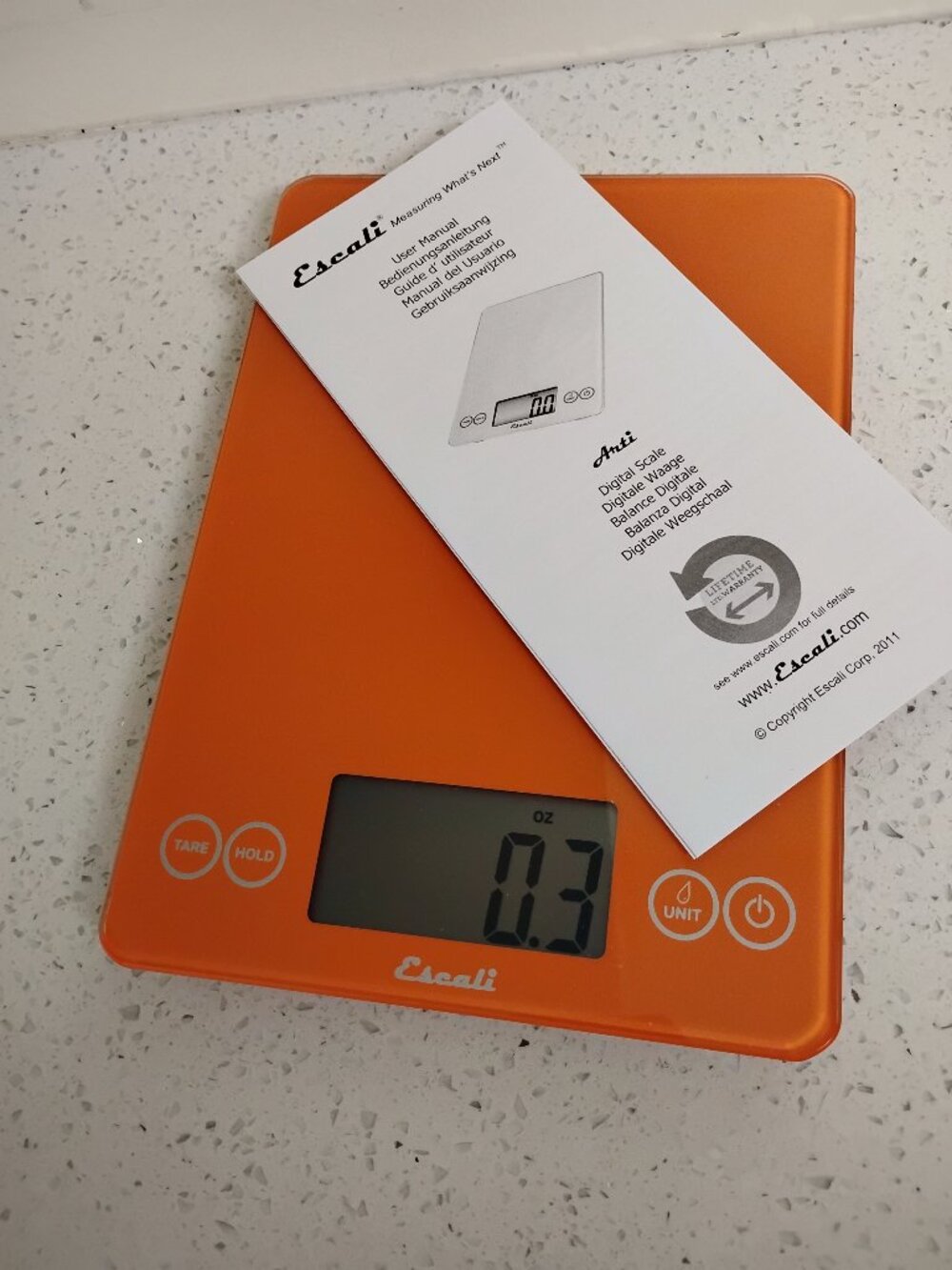 Escali Arti Glass Digital Kitchen Scale in Orange